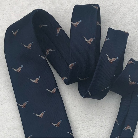 Vintage Givenchy Gentlemen Paris Pheasant Pattern Necktie Tie - Picture 4 of 7